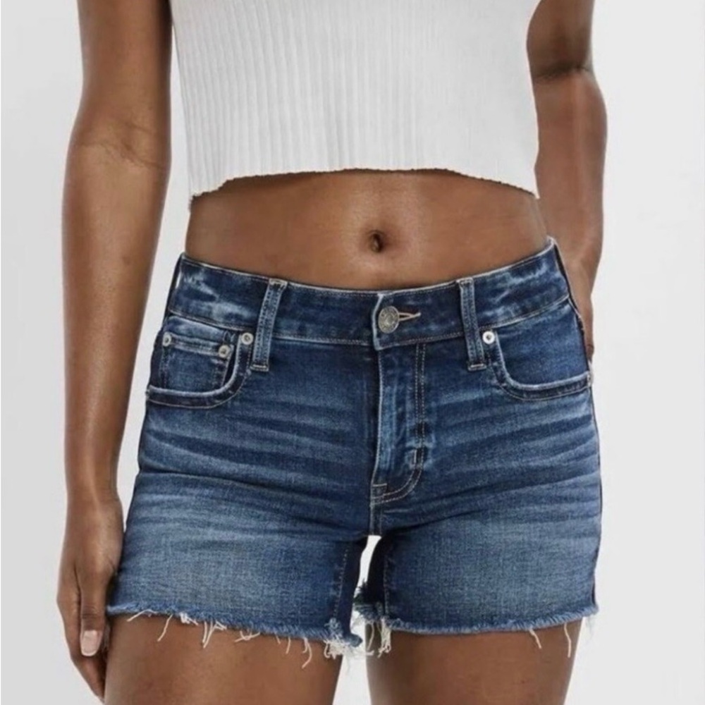 American Eagle Outfitters Stretch Distressed Blue Jean Shorts